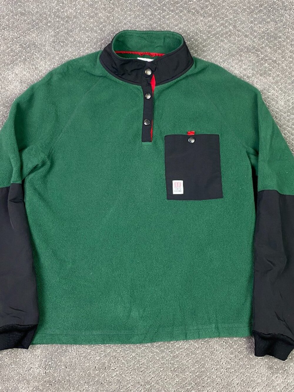 Topo Designs Mountain Fleece Pullover Mens XL Fits like Medium Green Polartec